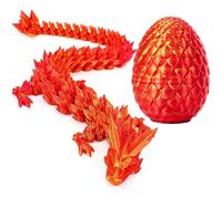 phxdance Dragón Impreso en 3D con Huevo - Mítico Dragon Articulado de 22cm, Decoración Única Coleccionistas, Huevo con Dragón Articulado en el Interior (Láser Rojo)