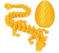 phxdance Dragón Impreso en 3D con Huevo - Mítico Dragon Articulado de 22cm, Decoración Única Coleccionistas, Huevo con Dragón Articulado en el Interior (Láser Dorado)