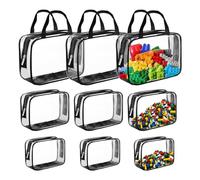 Phyachelo 9 Paquetes Bolsas Transparentes Almacenamiento Juguetes PVC, Bolsas Artículos Tocador, Bolsas Organizadoras Juguetes Impermeables con Cremallera para Niños Bloques Construcción
