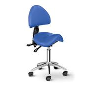 Physa Asiento de Silla con Respaldo de pie ergonómico de Caballo Taburete Berlin Blue (90-120°, 55-69 cm, 150 Kg, Giratorio, Ruedas, Azul)