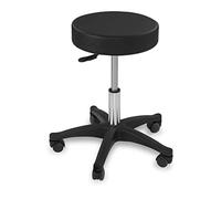 Physa Aversa Taburete Giratorio con Ruedas Taburete de Trabajo Taburete de Oficina (150 kg, Altura del Asiento 45-58 cm, Acero Pulido, Cuero Artificial) Negro