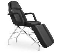 Physa Camilla de estética - 183 x 60 x 70 cm - 150 kg - Negra Silla Profesional para masajes, Tatuajes y Salones de Belleza Estructura de Acero Cromado Resistente