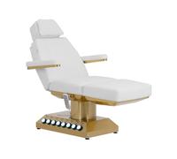 Physa Camilla de Estética Eléctrica 200 kg Blanca y Dorada Calefactable con 4 Motores Tatuaje Taburete Profesional Cama de Masaje