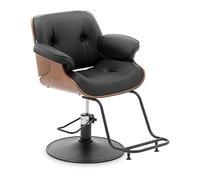 Physa Filey Black - Silla de peluquería con reposapiés, 470-570 mm, 200 kg, giratoria 360°, Color Negro