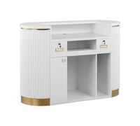 physa Mostrador de Recepción con Iluminación Indirecta y Cierre Luz indirecta con 2 Cajones y 3 Compartimentos Mueble de recepción profesional Mesa mostrador para oficina