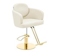 Physa Physa WINSFORD - Silla de peluquería con reposapiés, 480-630 mm, 200 kg, Color Crema y Dorado, para peluquería