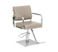Physa Sillón de Peluquería con Reposapiés Altura de Asiento 50-66 cm 200 kg Beis y Plateado Sillón de barbería Silla de peluquería Silla de barbería de barbero
