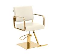 Physa Sillón de Peluquería con Reposapiés Altura de Asiento 50-66 cm 200 kg Crema y Dorado Sillón de barbería Silla de peluquería Silla de barbería de barbero