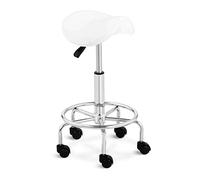 Physa Taburete con Ruedas Asiento De Trabajo Physa Frankfurt White (hasta 150 Kg, Altura Regulable: 57-69 cm, Tapizado en Cuero sintético Blanco)