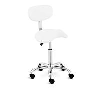 Physa Taburete con Ruedas Asiento De Trabajo Physa Hamburg White (hasta 150 Kg, Altura Regulable: 50-70 cm, Tapizado en Cuero sintético Blanco)