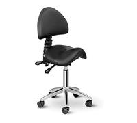 Physa Taburete con Ruedas para Estética Berlin Black (Piel sintética PVC, Pivotante 360°, Bastidor: Hierro Cromado, Acolchado Confortable) Negro