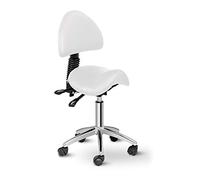 Physa Taburete con Ruedas para Estética Berlin White (Bastidor De Hierro Cromado, Tapicería De Piel Sintética PVC, Color Blanco)