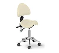 Physa Taburete con Ruedas para Estética Physa Berlin Light Beige (Bastidor De Hierro Cromado, Tapicería De Piel Sintética PVC, Color Beige)