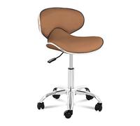 Physa Taburete con Ruedas y Respaldo Asiento Munich Cappuccino (Respaldo Lumbar, Giratorio 360°, hasta 150 kg, Altura: 48-62 cm)