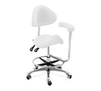 Physa Taburete de Estética con un Reposabrazos Asiento para Cosmética Wuppertal White (Estructura: Acero, Aluminio, Tapicería: Piel sintética (PVC), Color: Blanco)