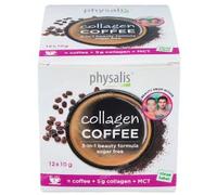 Physalis Collagen Coffee 3 en 1 Fórmula Belleza Sin Azúcar | 12 Sobres Individuales, Colágeno Hidrolizado 5g, Con MCT, Péptidos Bioactivos, Polvo Soluble
