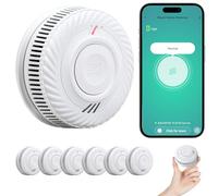 PHYSEN Smart WiFi Detector de Humo 10-Año Batería, Detector de Humo con Sensor Fotoeléctrico, Función de Silenciado y Autocomprobación, Certificado DIN EN14604, Compatible con Tuya/Smart Life APP, 6St