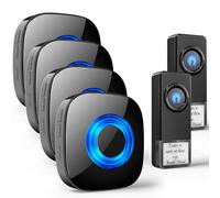 PHYSEN Timbre inalámbrico Exterior Impermeable IP55, 400M Alcance Doorbell, Kit de timbre con 4 Receptor + 2 Transmisor, 58 Melodías 5 Niveles de Volumen (0-110dB), Indicador LED, Fácil Instalación