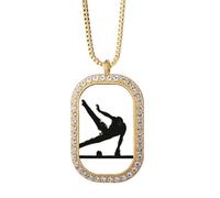 Physical Education - Collar con colgante de caballo lateral con diamantes de cristal dorado