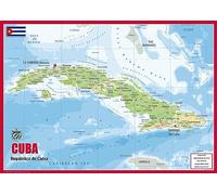 Physical Map of Cuba - The Oxford Collection - Tamaño A1 - Papel laminado
