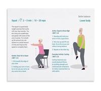 Physical Therapy Inspired Senior Exercises Poster Lower Body Balance Strength and Fall Prevention Guide Canvas Wall Art for Decor(Unframed,12x18inch(30x45cm))