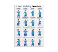 Physical Therapy Wall Art Neck and Shoulder Stretch Chart Exercises for Tension Relief Seated Standing Routine for Home Office Gym Decor Canvas(Unframed,16X24inch(40X60cm))
