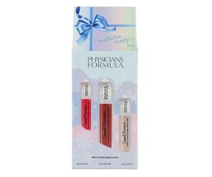 Physicians Formula Mistletoe Ready Trio, Set de 3 brillos labiales con fórmula voluminizadora, rellenadora e hidratante para volumen inmediato y duradero