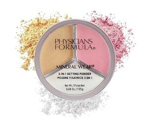 Physicians Formula Polvo Fijador Mineral Wear 3 en 1, Polvo Fijador Mineral Translúcido para Fijar, Iluminar y Contornear el Maquillaje, Acabado Impecable
