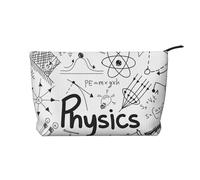 Physics Print - Bolsa de maquillaje de pana versátil con cremallera para uso diario y organizador de capacidad de viaje, Black, Talla única