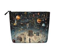 Physics Print - Bolsa de maquillaje de viaje versátil con cremallera, organizador de accesorios, Black, Talla única, Neceser