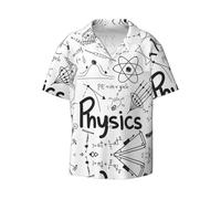 Physics Print - Camisa de manga corta para hombre, estilo hawaiano, transpirable y cómoda, con botones, para la playa, Negro, L
