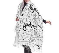 Physics Print Cashmerette - Bufanda con flecos - Bufanda de moda para mujer - Chal de cabeza, bufanda larga - Ideal para otoño e invierno