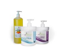 PHYSIOCEUTICALS - Pack Ahorro Fisioterapia 3x1000ml - Aceite Almendras Dulces + Crema Árnica-Hipérico-Harpagófito + Crema Neutra - Kit Completo Masaje Profesional