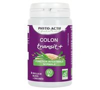 PHYTO-ACTIVO |Colon Transit + | Suplemento dietético digestión | Función intestinal normal | Facilita el tránsito intestinal | Psyllium rubio & achicoria | Bio | 60 cápsulas