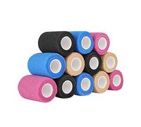 PHYTOP 12 Rollos Vendas Cohesivas Autoadhesivas, 7.5 cm x 4.5 m - Colores Surtidos (Azul, Beige, Negro, Rosa)