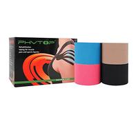PHYTOP 4 Rollos Cinta de Kinesiología 5cm x 5m (Rosa, Azul, Negro, Beige) Kinesiotape Vendaje Neuromuscular para las Lesiones Deportivas & Fisioterapia