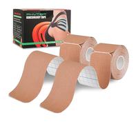 PHYTOP Kinesiotape Precortado (40 Tiras, 25 Cm X 5 Cm) | Cintas Kinesiologicas Sin Látex Para Deportes | Tape Vendaje Ideal Para Soporte De Rodilla, Hombro Y Codo (Beige)