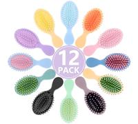 Phyyixs 12 mini cepillos de pelo húmedo, cepillo de viaje para desenredar, para la mayoría de tipos de cabello, con nudos fáciles sin desgarros ni roturas, multicolor
