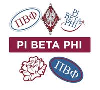 Pi Beta Phi - Hoja de calcomanías de vinilo de la marca Focus con diseños oficiales, adhesivo extraíble, 6 calcomanías por hoja, por Sorority Shop