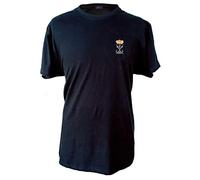 Pi2010 Camiseta Infantería de Marina Color Negro, algodón 100%. Emblema Bordado. Talla S