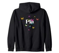 Pia - Hermoso Nombre de niña con Mariposas Coloridas Sudadera con Capucha