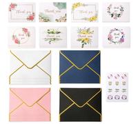 Piacolnic 12 Sets de Tarjetas de Agradecimiento con Sobre, Tarjetas de Agradecimiento Flores Silvestres A6 con Pegatinas, Tarjetas de Agradecimiento con Sobre y Sello para Boda y Graduación