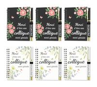 PIAKAZIQA Cadeau Collegue de Travail, 6 conjuntos de Cahiers à Spiral Stylo à Bille Merci D'être une Collègue Aussi Géniale Cadeaux Souvenir pour Collègue Anniversaire Cadeau depart Collegue Retraite