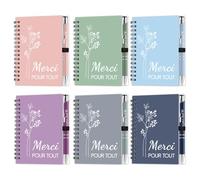 PIAKAZIQA Cadeau de Remerciement Merci 6 Couleurs Carnet Stylo à Bille