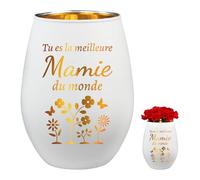 PIAKAZIQA Cadeau Fete des Grand Mere, Bougeoir en Verre Gravé Tu Es La Meilleure Mamie du Monde Bougeoir Fête des Grands Mère, Idea Cadeaux Femme pour Grand Mere Cadeau Personnalisé Mamie Anniversaire