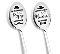 PIAKAZIQA Cadeau Fete des Grand Pere, Cuillère à Café Cadeau Papi et Mamie