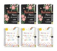 PIAKAZIQA Cadeau Maîtresse d'École, 6 conjuntos de notas de carnet y Stylo à Bille, Pratique Cadeaux Fin d'année, Cadeau Retraite Anniversaire pour Merci Maîtresse Prof Institutrice Atsem Maître