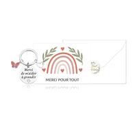 PIAKAZIQA Cadeau Maitresse d'école, Cadeaux de Crèche de Fin d'Année Porte-Clés Merci Maîtresse, Enseignant Cartes de Remerciement Arc-en-Ciel Enveloppes Cadeau Fin d'année Scolaire pour Professeur