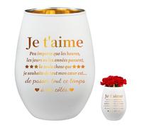PIAKAZIQA Cadeau Saint Valentin Femme, Bougeoir en Verre Gravé Je t'aime ST Valentin pour Femme, Bougeoir Unique Décoration de Maison Original Cadeaux pour Amoureux Petite Amie Épouse Copain et Copine