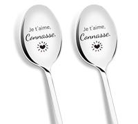PIAKAZIQA Cadeau Saint Valentin pour Femme, Cuillère à Café avec Gravure Je t'aime Comnasse Cuillère Cadeaux St Valentin Amoureux pour Elle Épouse, Anniversaire Mariage Original Cadeau pour Copine